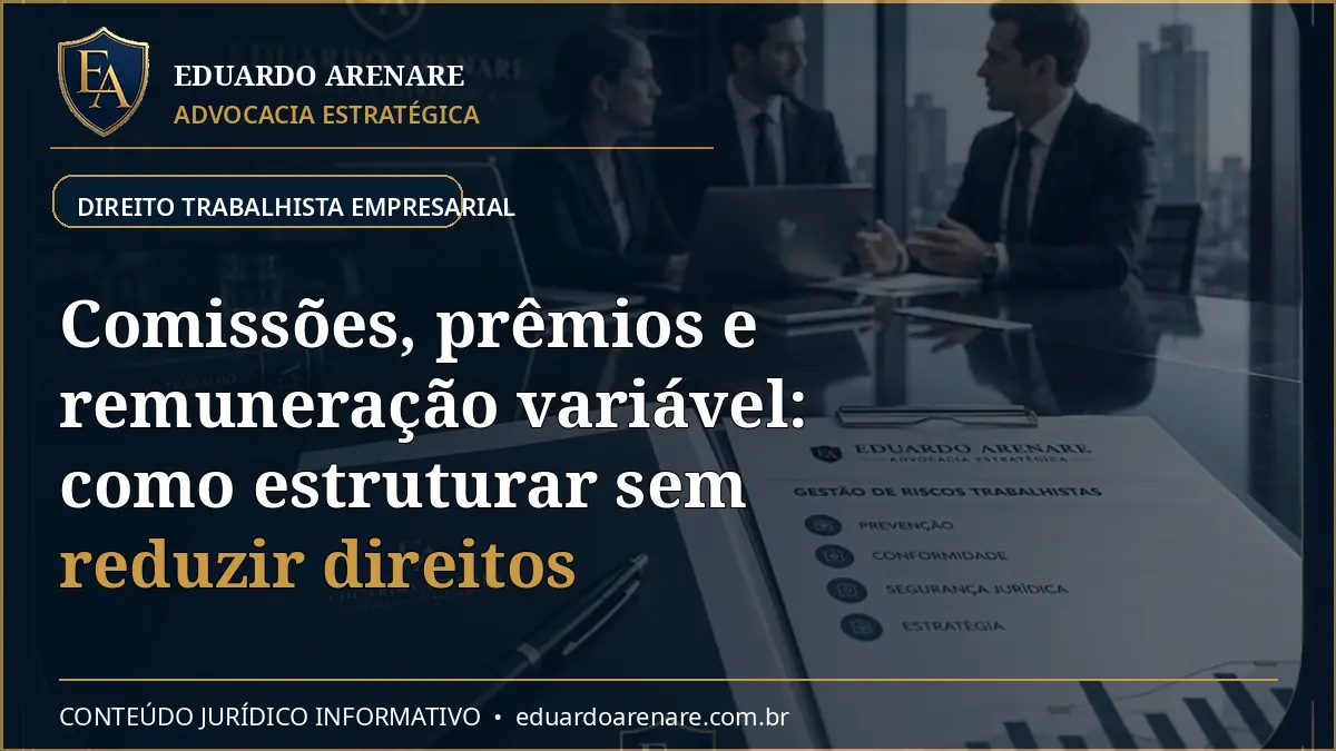 Comissões, prêmios e remuneração variável: como estruturar sem reduzir direitos — Eduardo Arenare Advocacia Estratégica